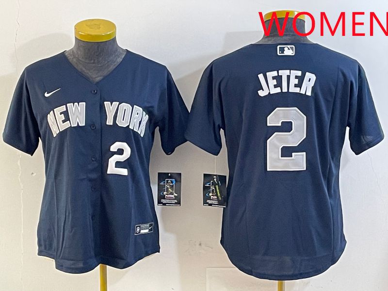 Women New York Yankees #2 Jeter Blue Game 2025 Nike MLB Jersey style 2->women mlb jersey->Women Jersey